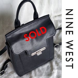 Nine West Strong Angles Black Faux Leather Backpac